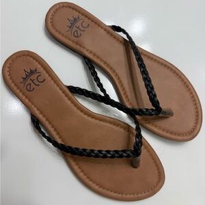 ETC Women's Braided Tan and Black Sandals